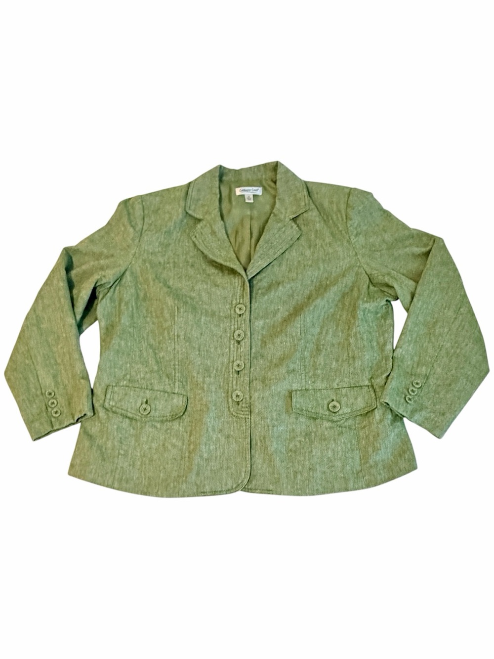 Coldwater Creek Linen Blend Green Tailored Blazer Plus Sz 1X Career Chic Office